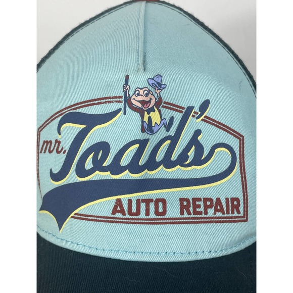 Disney Mr Toad's Auto Repair Hat Blue Adjustable Baseball Cap Adult Mesh Trucker - Picture 6 of 10